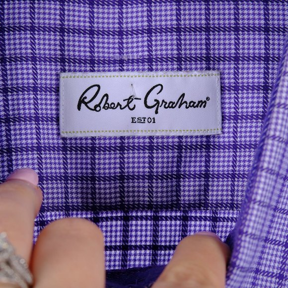 Robert Graham Purple Button Front Shirt Men's 42 16.5 - Picture 6 of 11